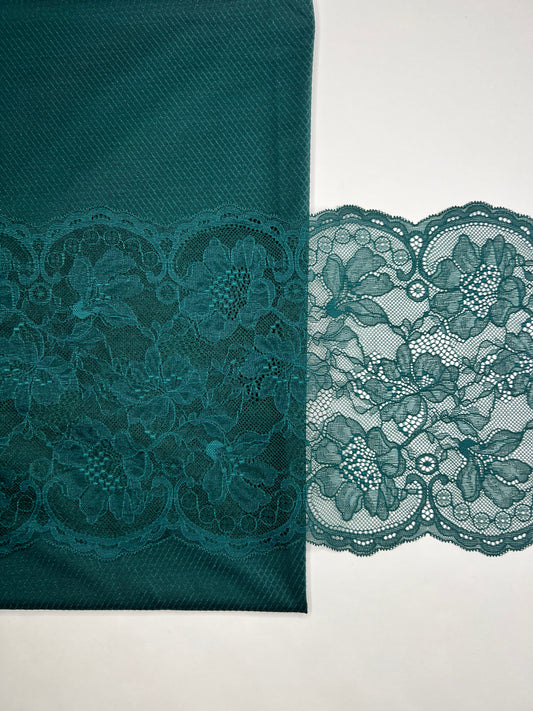 Microfiber, bi-elastic laundry fabric. Color pine green