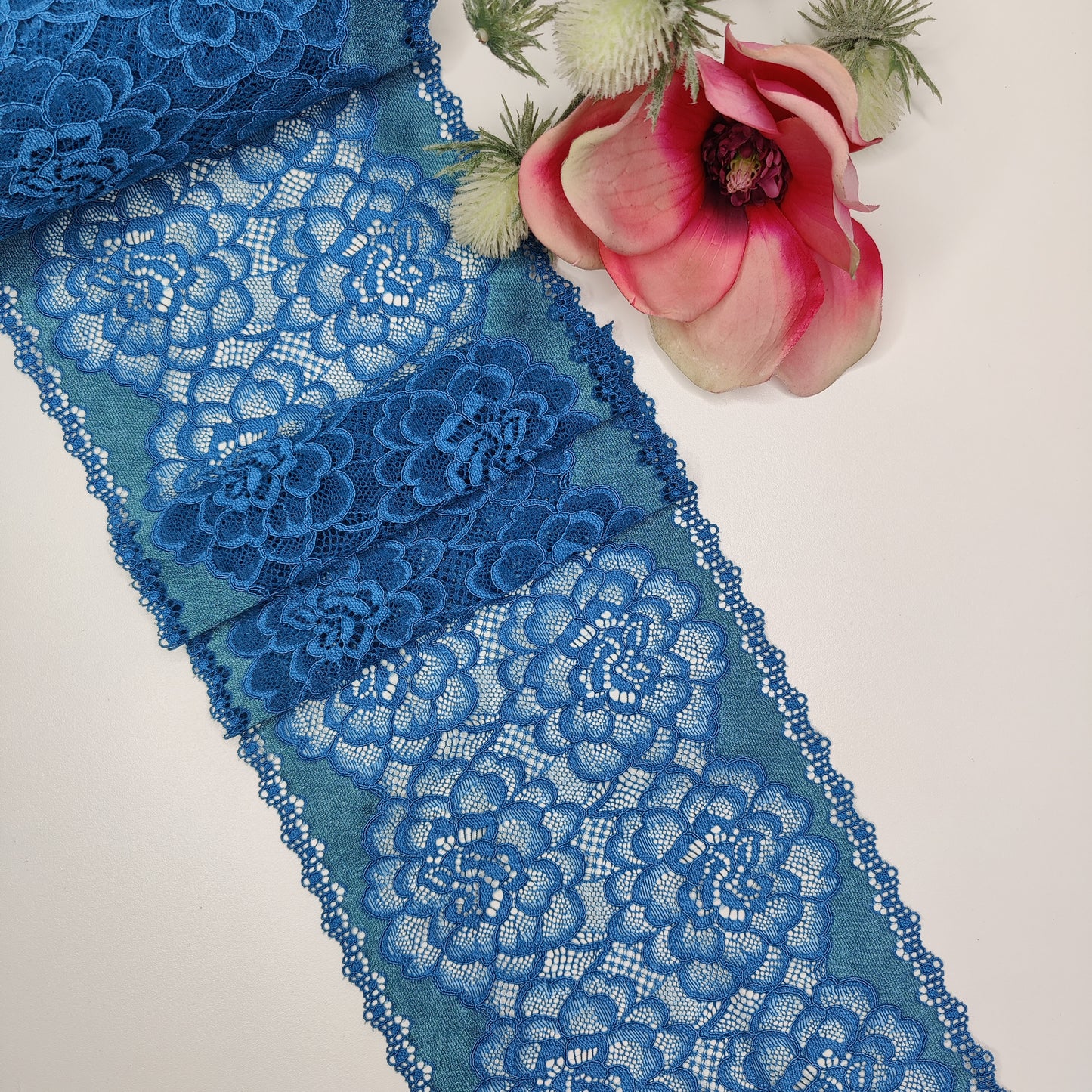 elastic <tc>lace</tc> petrol blue, price per 1/2 meter IDsx4