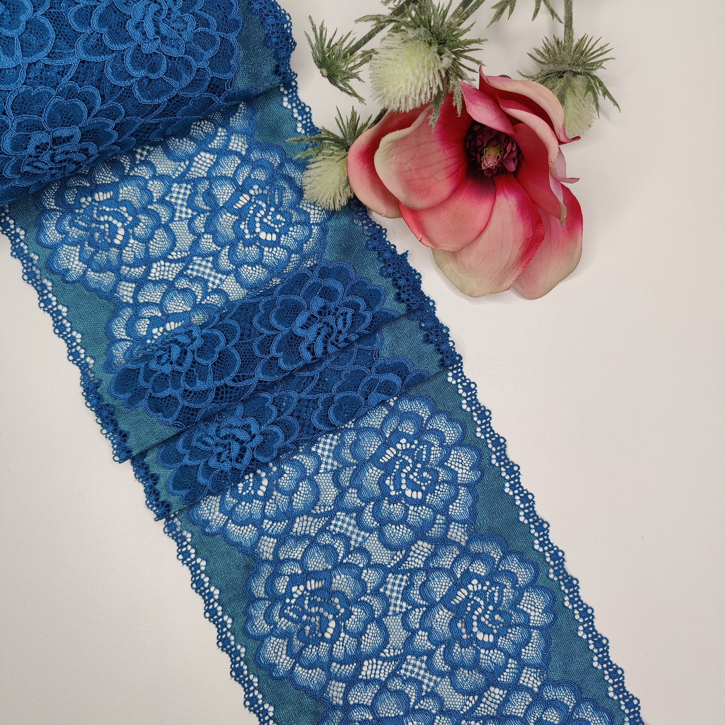 elastic <tc>lace</tc> petrol blue, price per 1/2 meter IDsx4