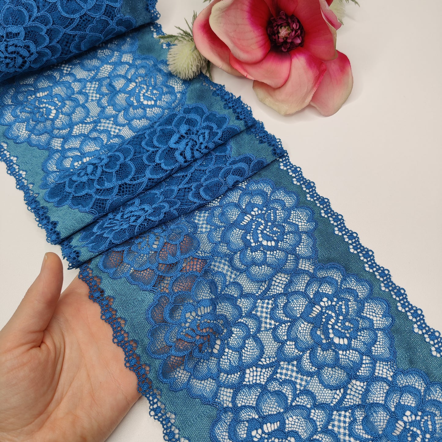 elastic <tc>lace</tc> petrol blue, price per 1/2 meter IDsx4