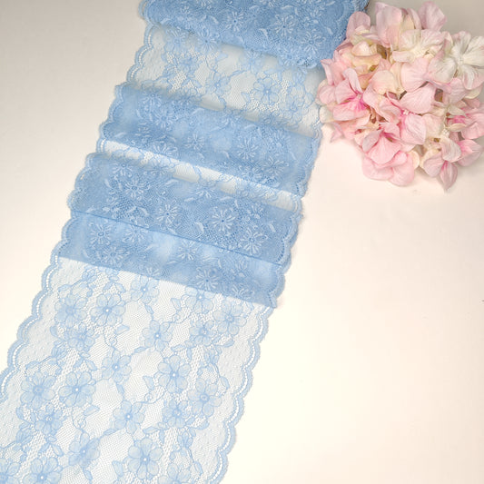 élastique <tc>Dentelle</tc> floral bleu, prix au 1/2 mètre IDsx4