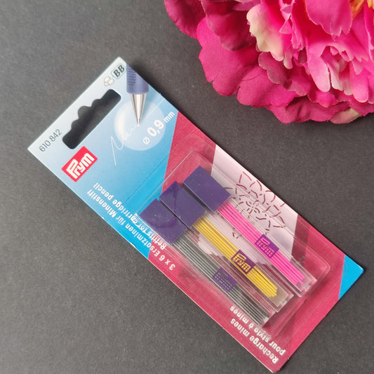Prym replacement leads for lead pencil 0.9 mm. Pink, yellow and black. IDssgx12