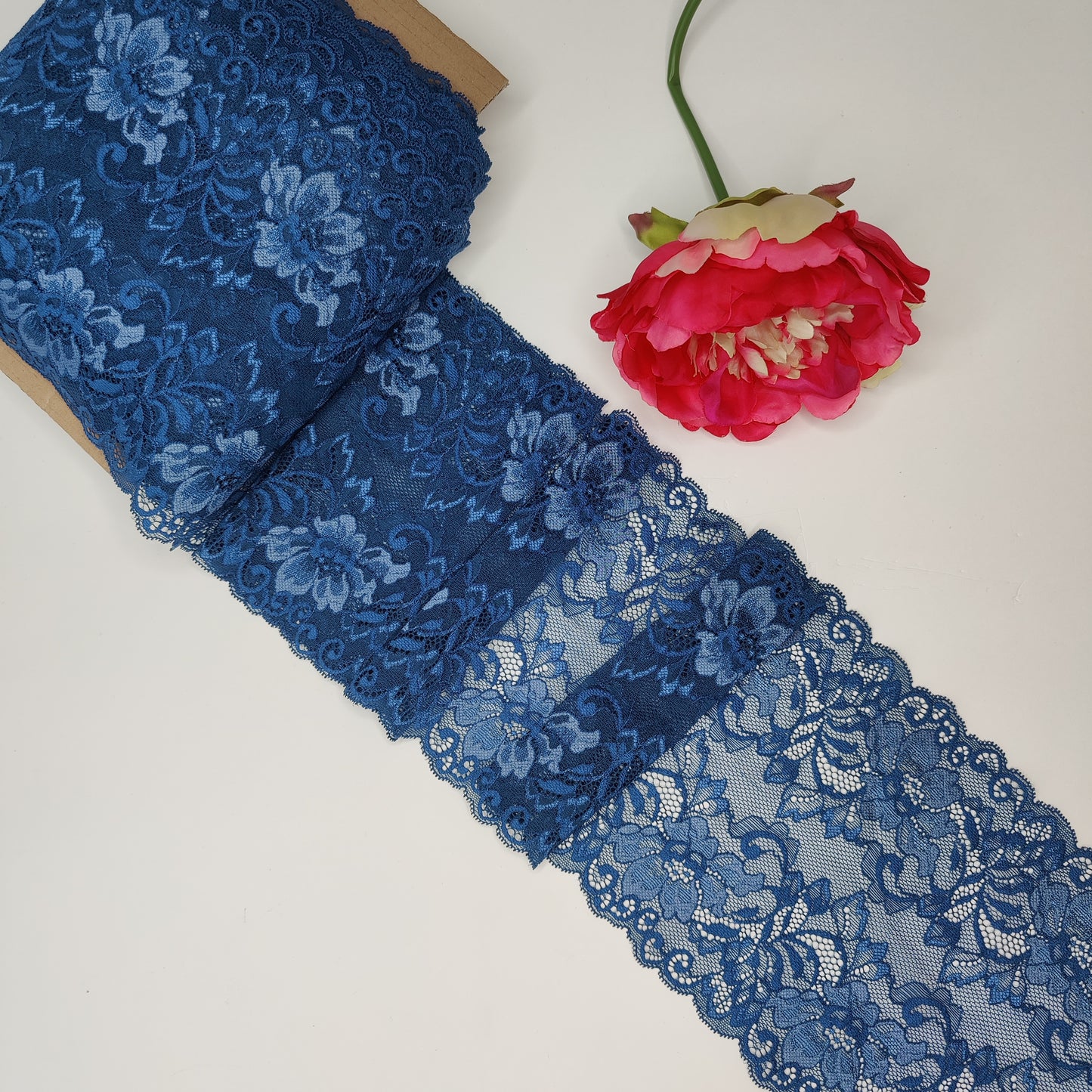 elastic <tc>lace</tc> in french blue. Price per 1/2 meter IDsx4