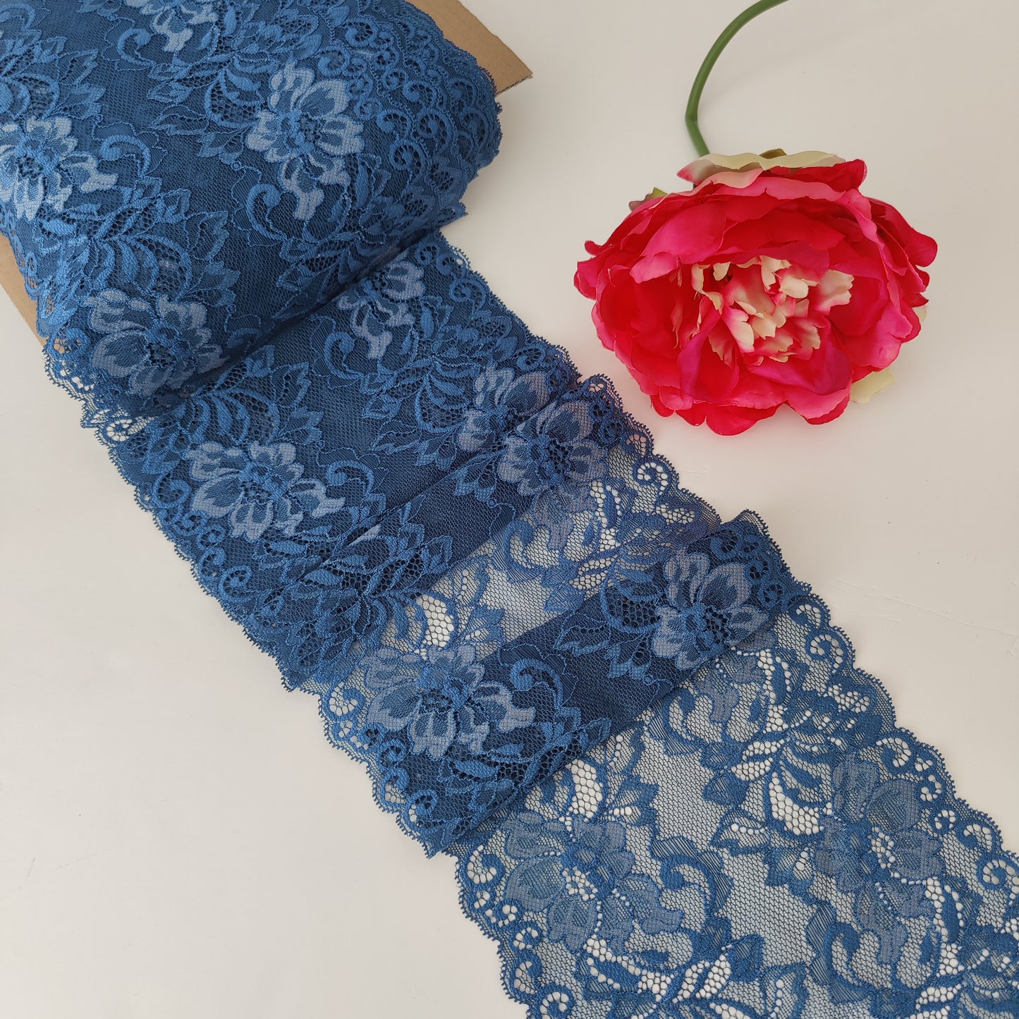 elastic <tc>lace</tc> in french blue. Price per 1/2 meter IDsx4