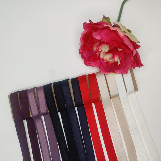 18mm bra strap, strap elastic, shoulder strap. Colors: plum, crocus, black, dark blue, red beige, off-white. IDtrx20