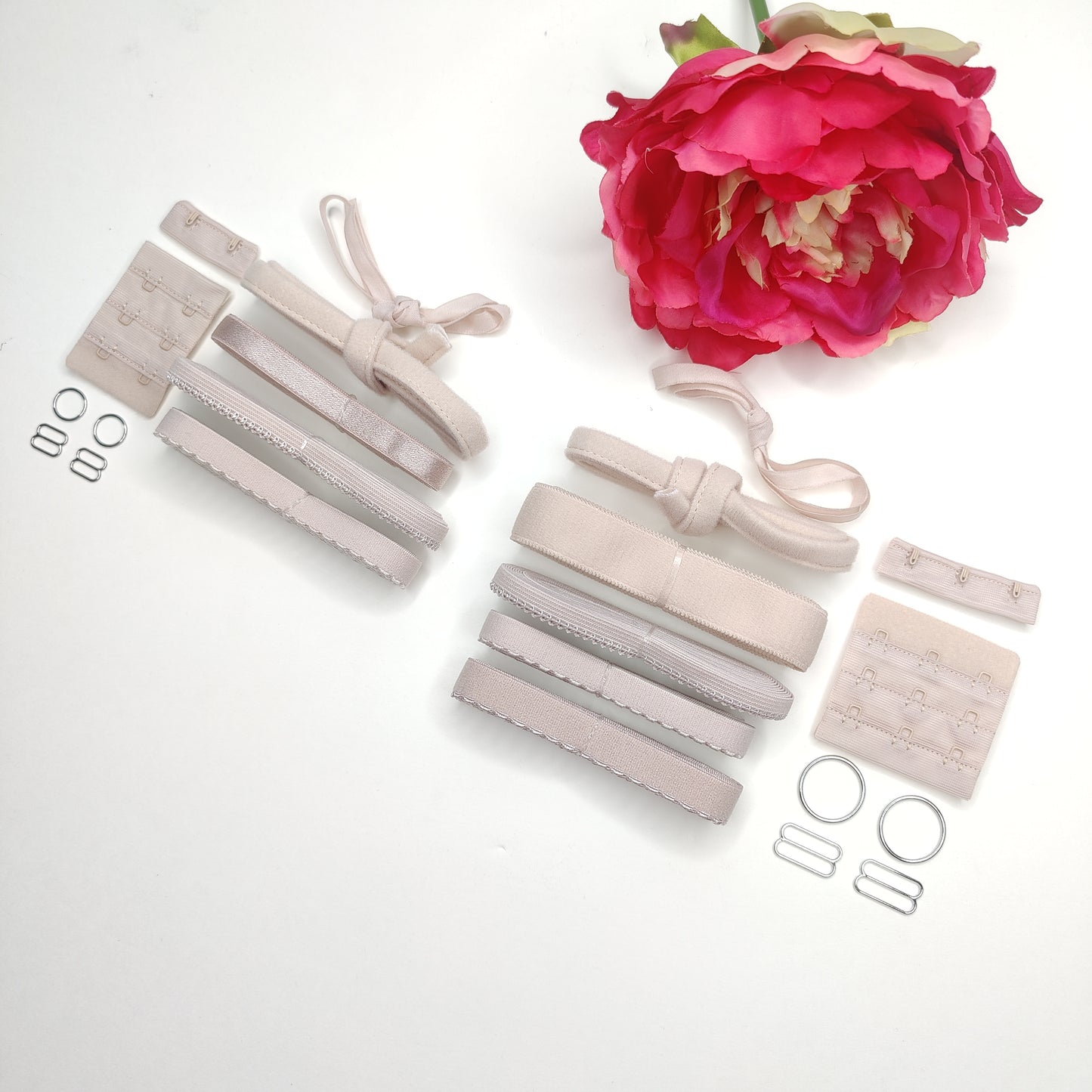 Kit de couture de mercerie pour couture de soutien-gorge rose poudré / rose poudré / pivoine argentée IDbhkwx7