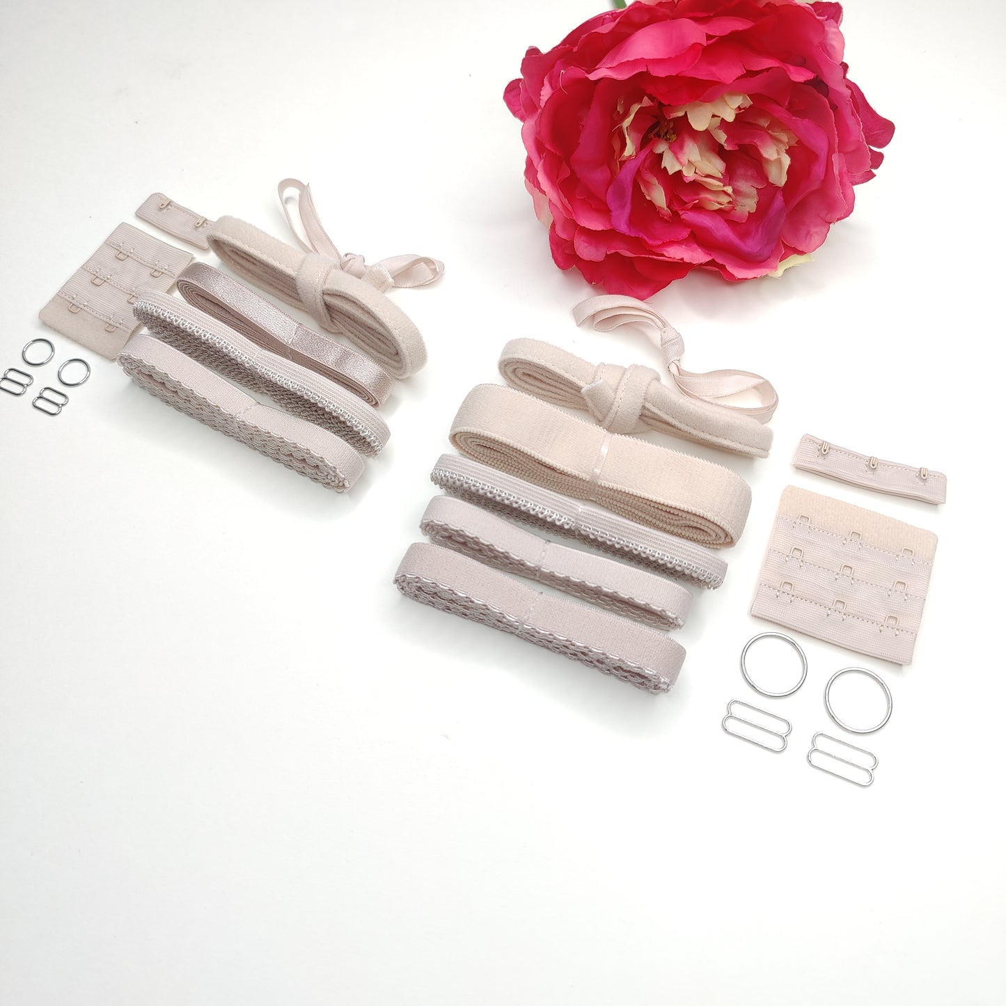 Kit de couture de mercerie pour couture de soutien-gorge rose poudré / rose poudré / pivoine argentée IDbhkwx7