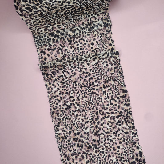 elastische Spitze/ Spitzenband, Spitzenborte in schwarz-braun-leopard, Preis per 1/2 Meter. Meterware IDsx4