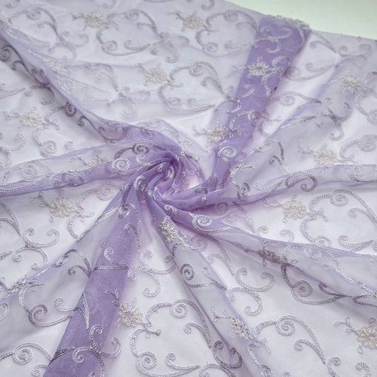 0,5 m Tüll elastisch, Stretch-Netz, elastisches Netz, allover lace zum BH und Slip nähen. flieder, lavender.