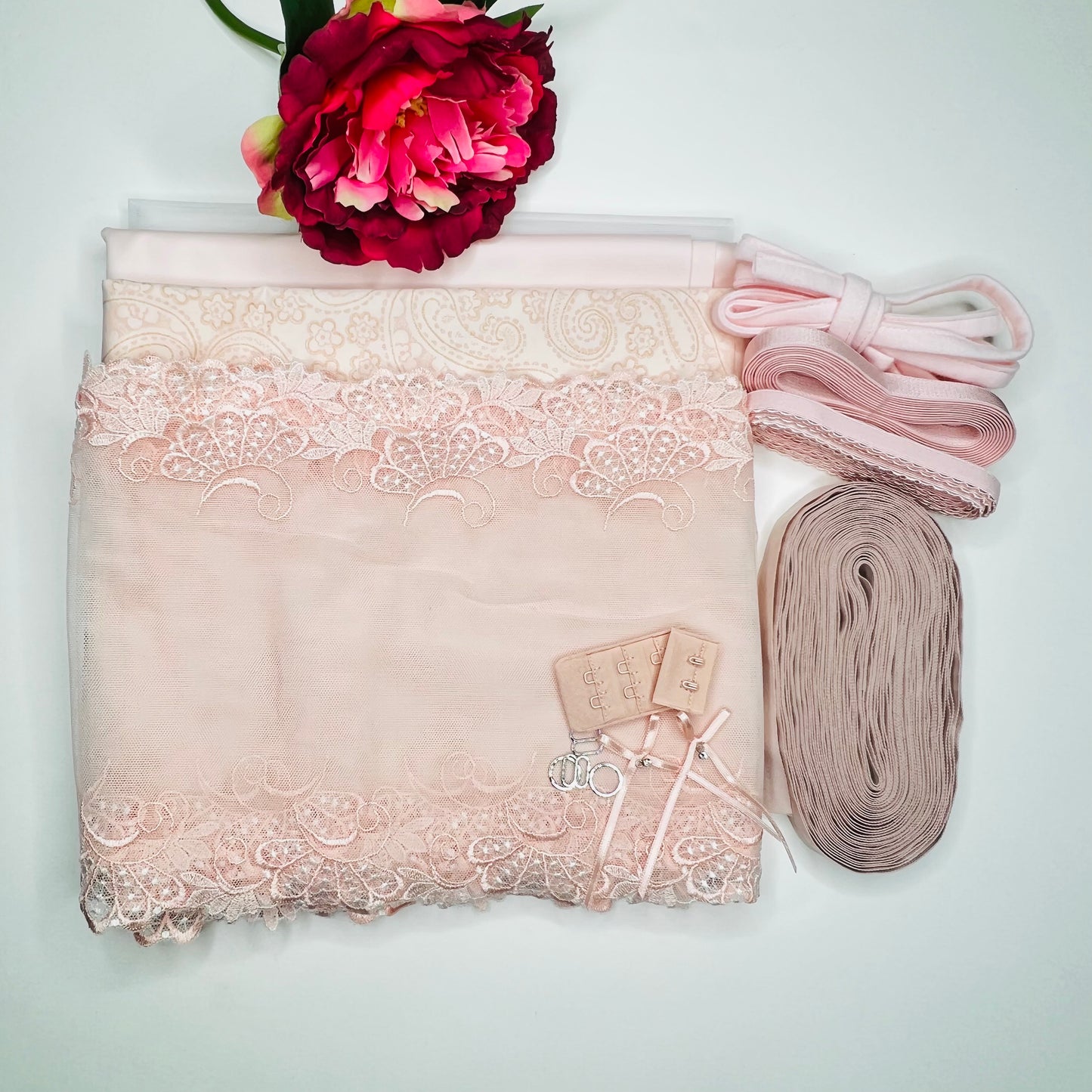 Größen Nähset für 2Bhs und Slip in rosa