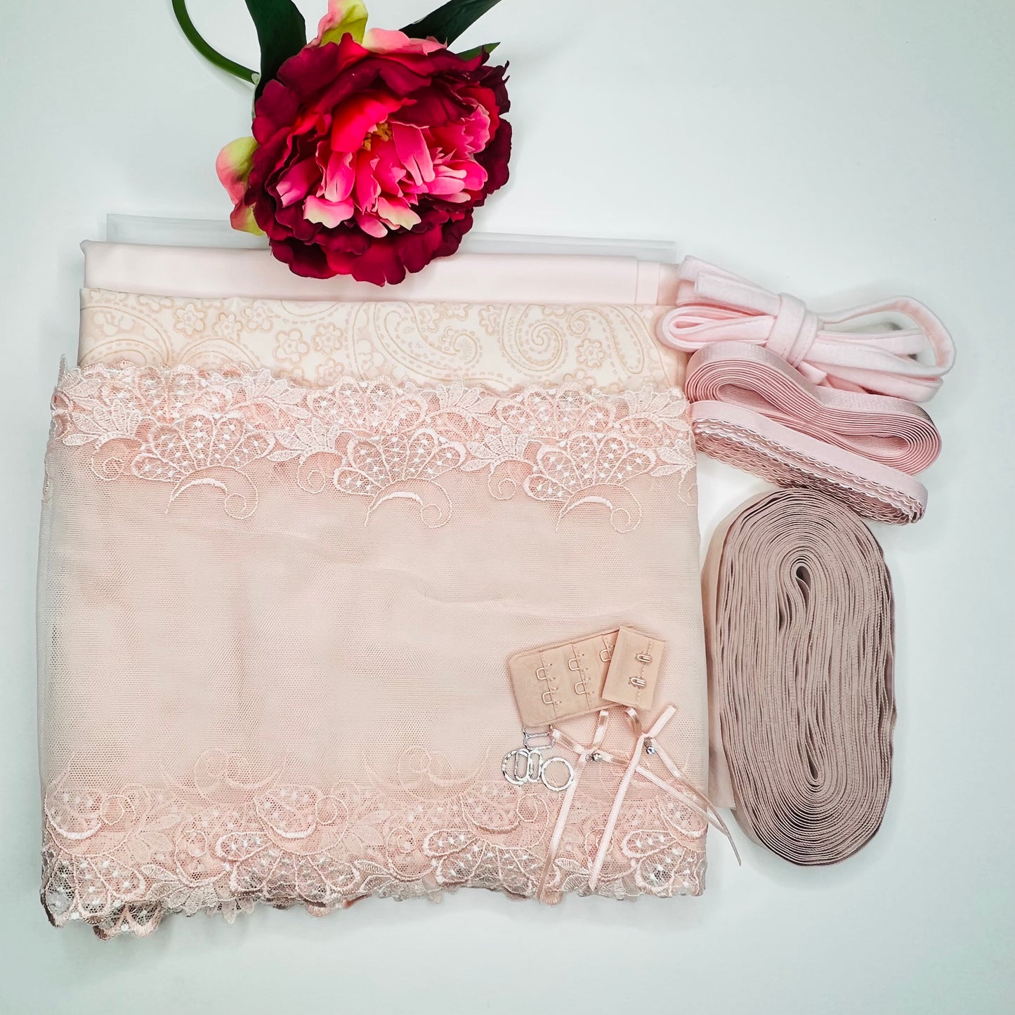 Large sewing kit for 2 bras and panties or sewing package with lace, microfiber and powernet. IDnsx1