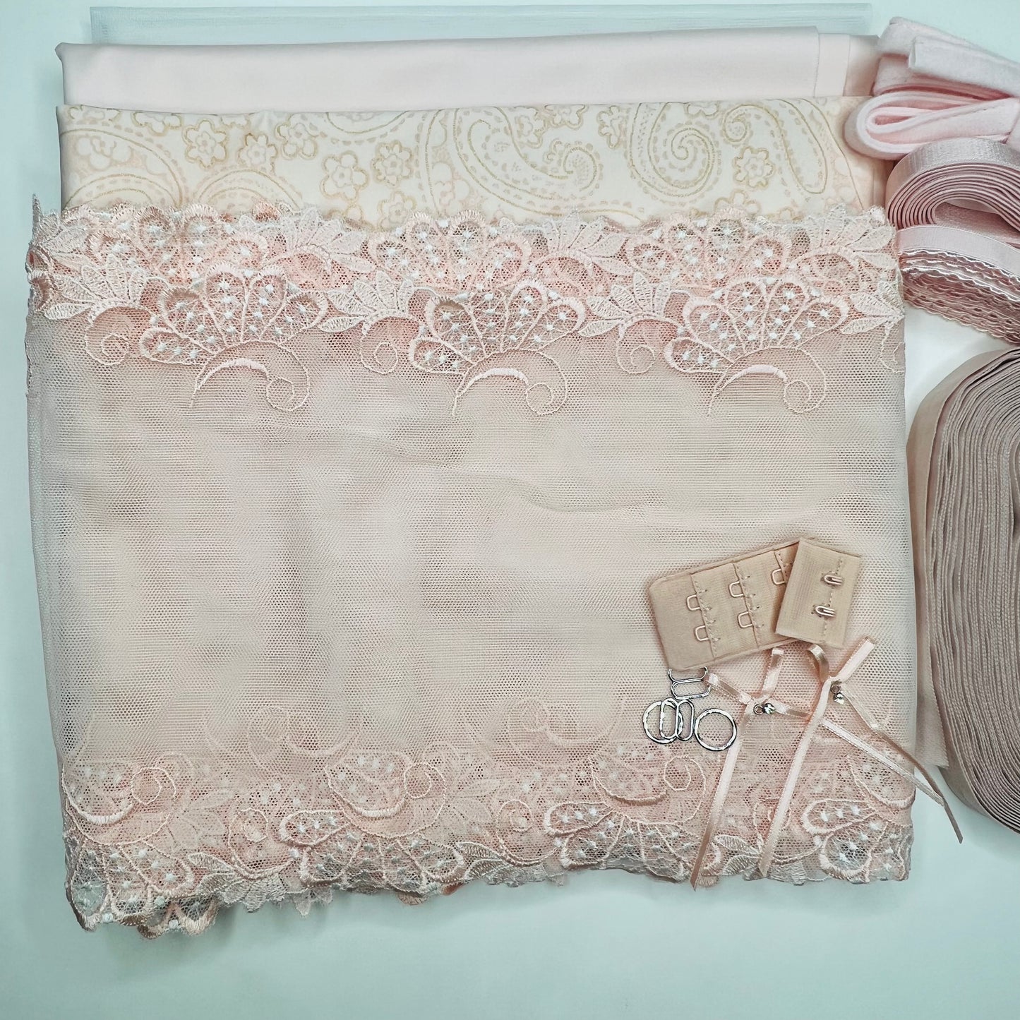 Large sewing kit for 2 bras and panties or sewing package with lace, microfiber and powernet. IDnsx1