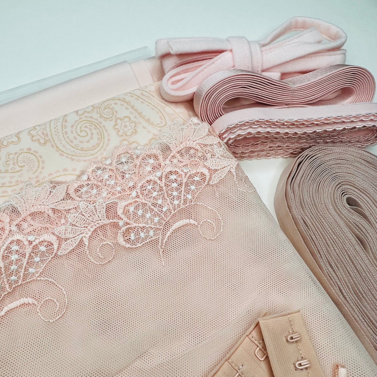 Large sewing kit for 2 bras and panties or sewing package with lace, microfiber and powernet. IDnsx1