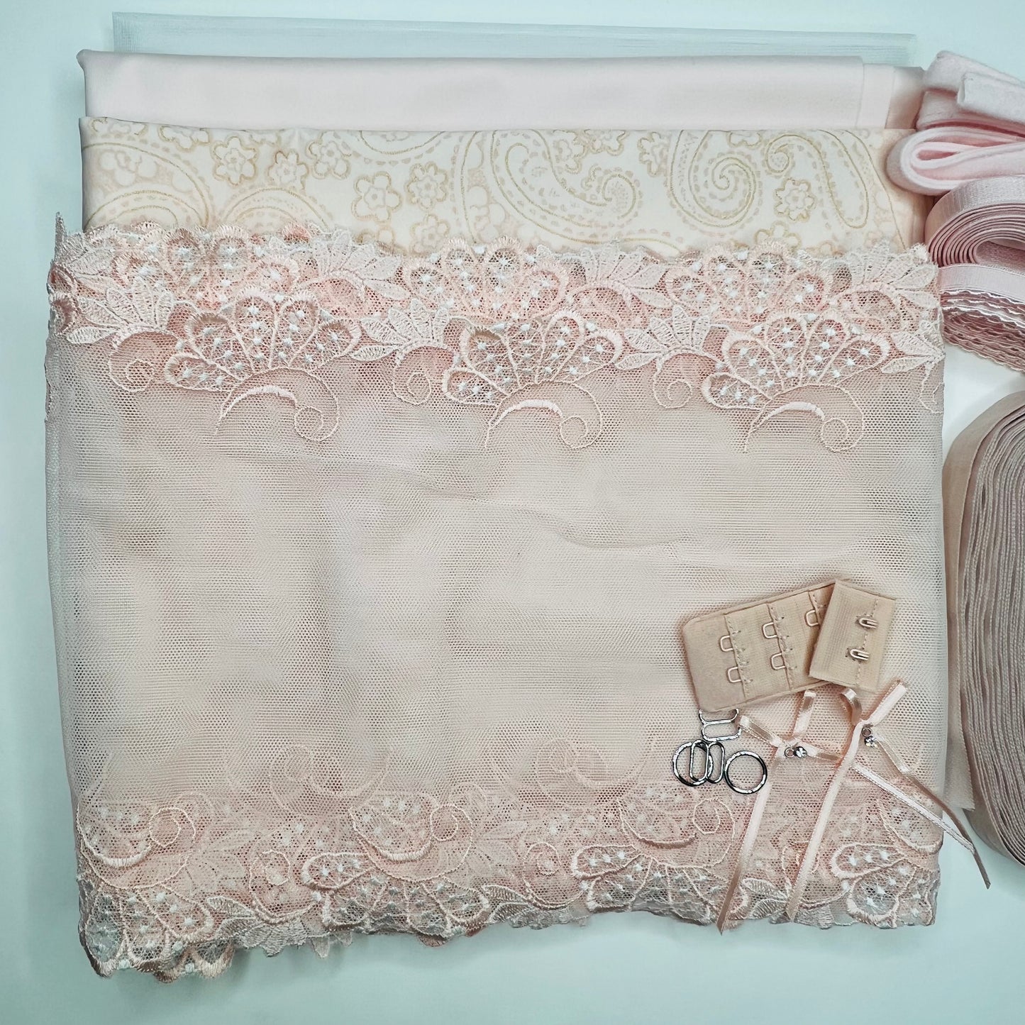 Large sewing kit for 2 bras and panties or sewing package with lace, microfiber and powernet. IDnsx1