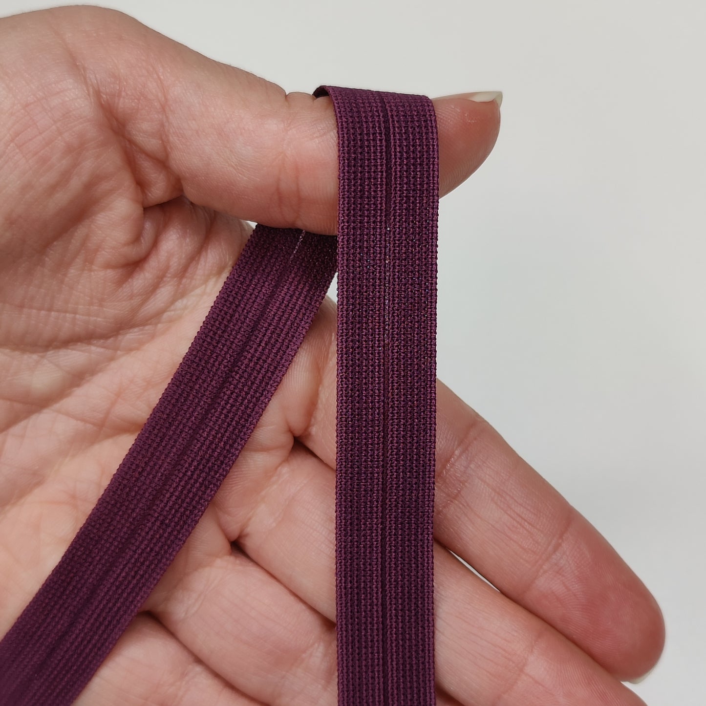 Folding rubber, edging rubber, piping rubber, foldable elastic band in bordeaux, plum, cream, brown, red-orange. IDelx19