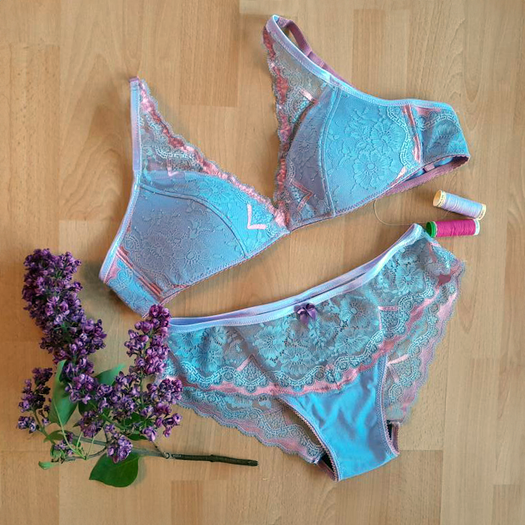 Set de costura para bralette Vanessa / paquete de costura en lila/rosa IDvx21