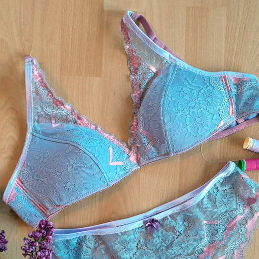 Set de costura para bralette Vanessa / paquete de costura en lila/rosa IDvx21