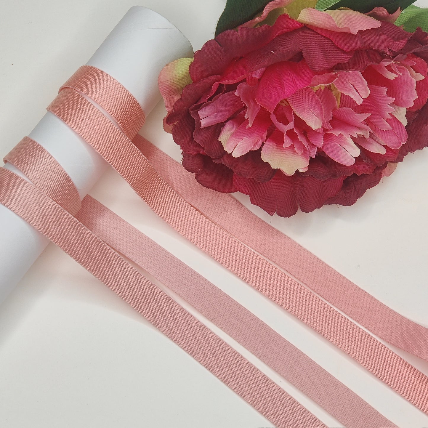 Nastro portante BH da 15 mm, elastico portante in rosa salmone e corallo. Venduto al metro. IDtrx20