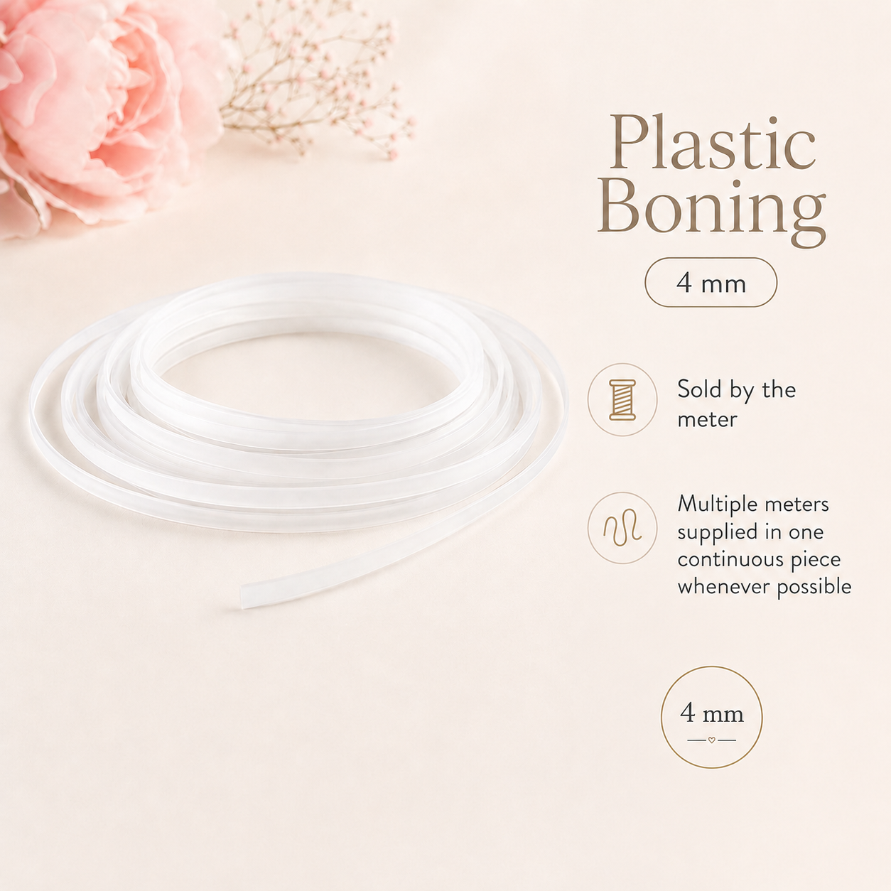 Stoklint 4mm Kunststof – Korsetstokken voor BH, Bralette & Korset | Metergoed