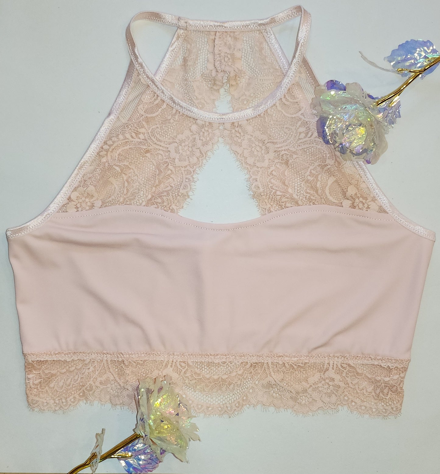 Kit de couture pour HolterBra Lea avec microfibre et<tc>Dentelle</tc> en rose pêche. IDdiyklx5