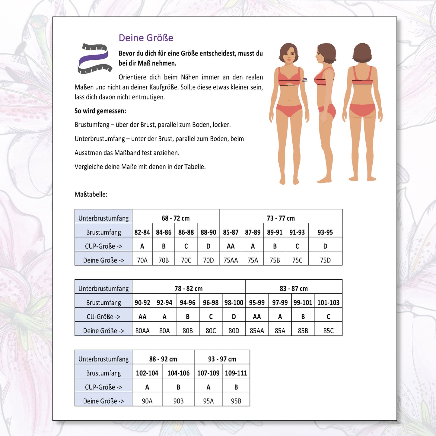 Bralette Eloise naaipatroon in PDF, Duits/Duits. E-book met naai-instructies en patronen om zelf te naaien IDsmx3