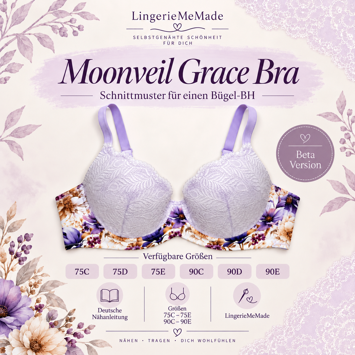 Moonveil_Grace_Bra_Schnittmuster 75C, 75D, 75E und 90C, 90D, 90E
