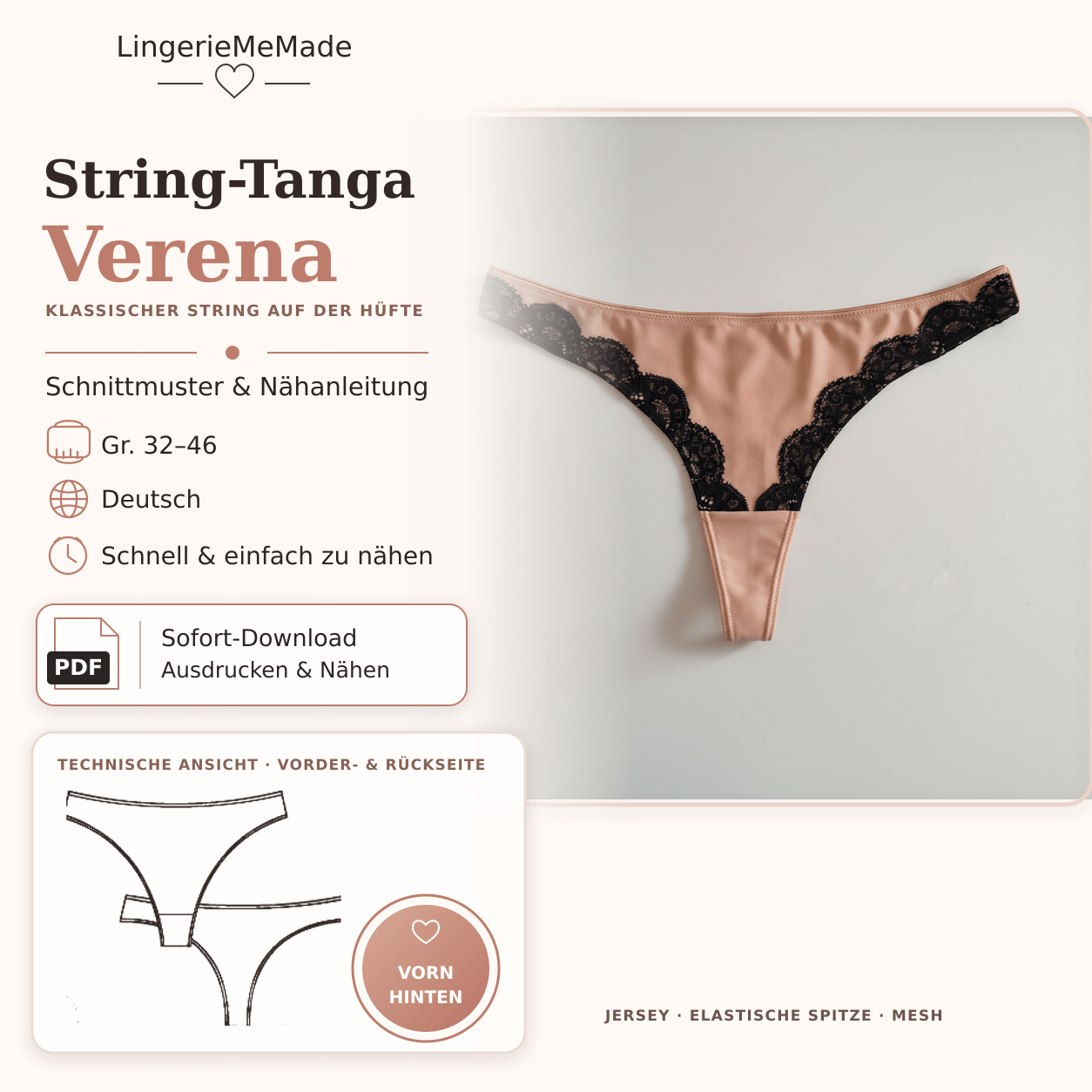 String Tanga Verena patroon PDF | Slip naaien maat 32-46