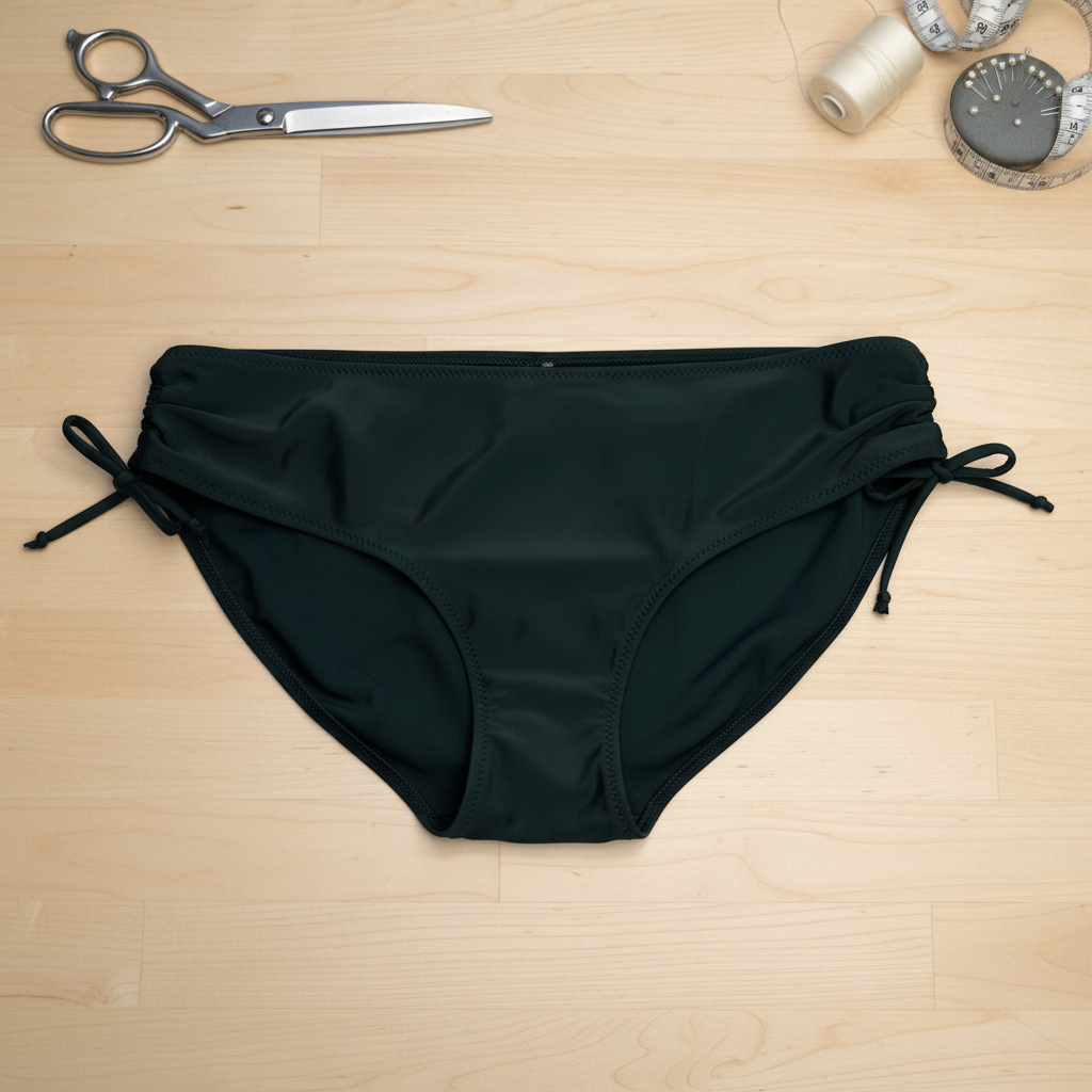 Bikini Slip Cala Ruche auf dem Nähtisch