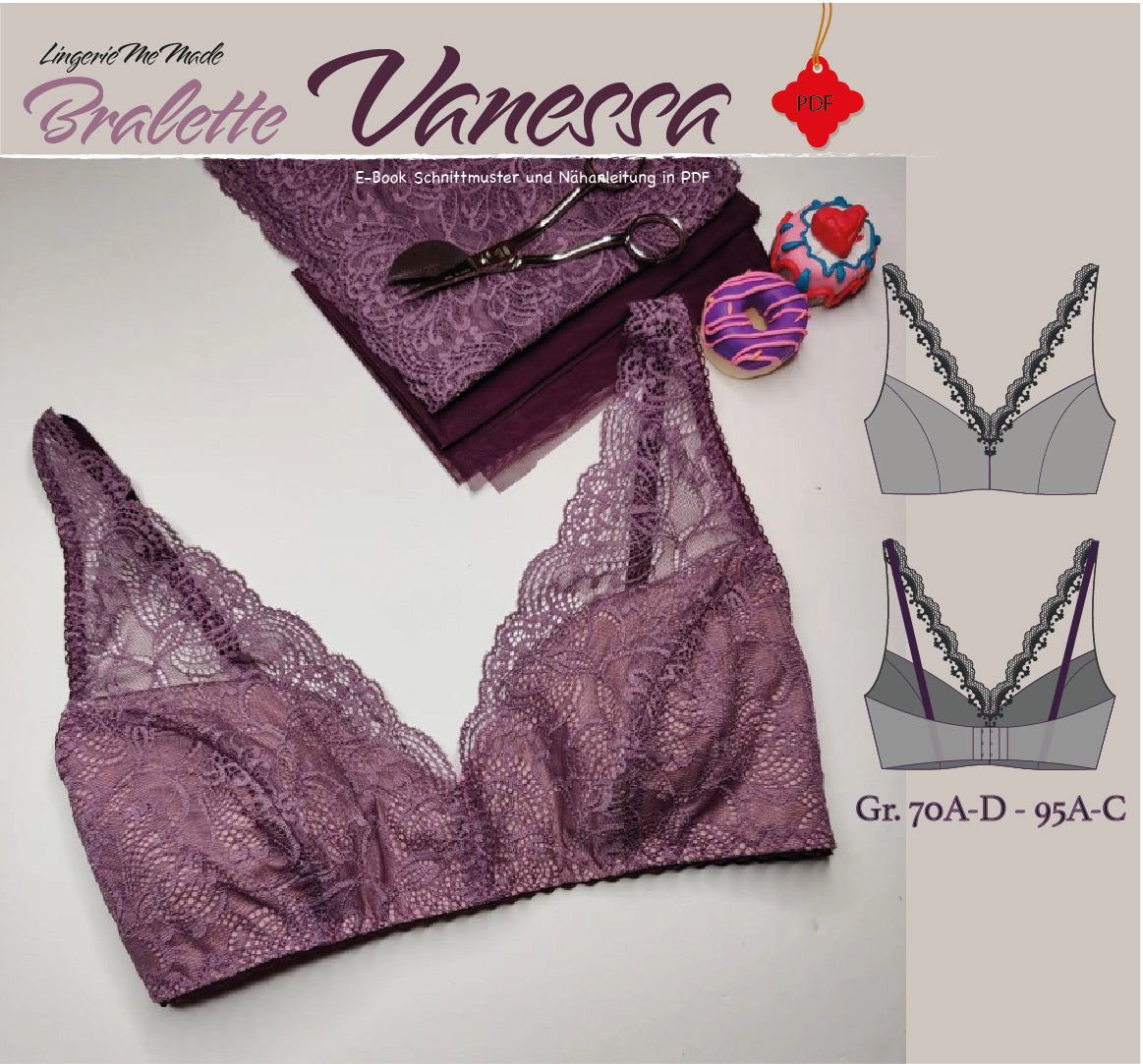 Bralette Vanessa – Schnittmuster PDF zum Selbernähen | Gr. 70A–95B