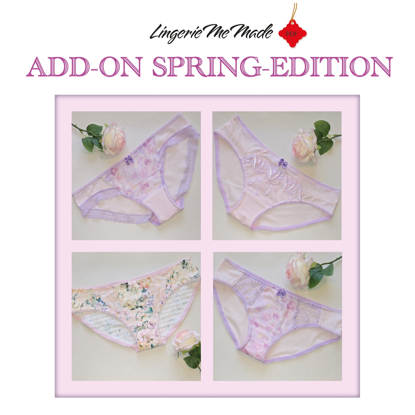 Naaipakket voor de "Spring-Edition" add-on voor slip Diana met stretch-satijn, kant en tule.