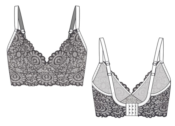 Paquet de couture SAHAARA BRA avec dentelle. Vue C : Pleine dentelle. Bleu nuit