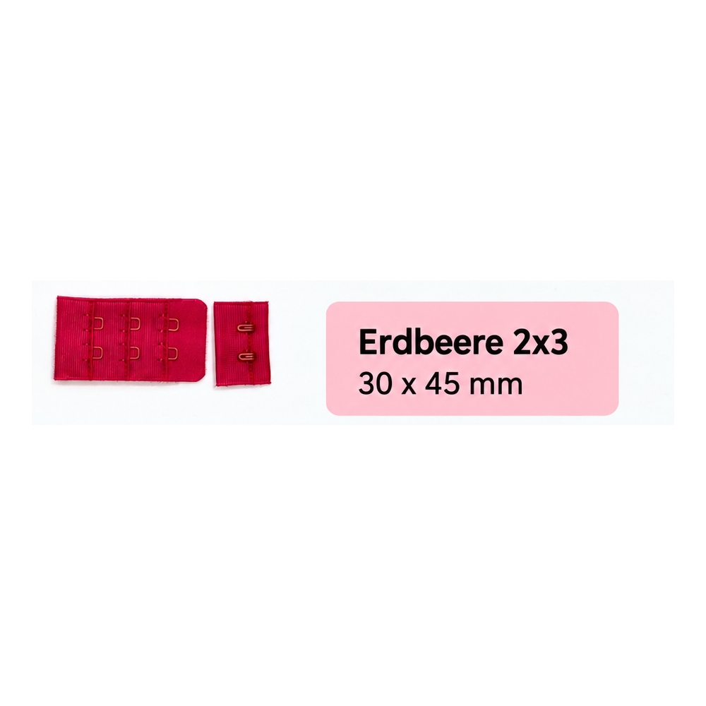 Cierre de sujetador 2x3 y 2x2 | Rojo, rojo oscuro, naranja | Ganchos y ojales de sujetador en rojo, rojo oscuro y naranja