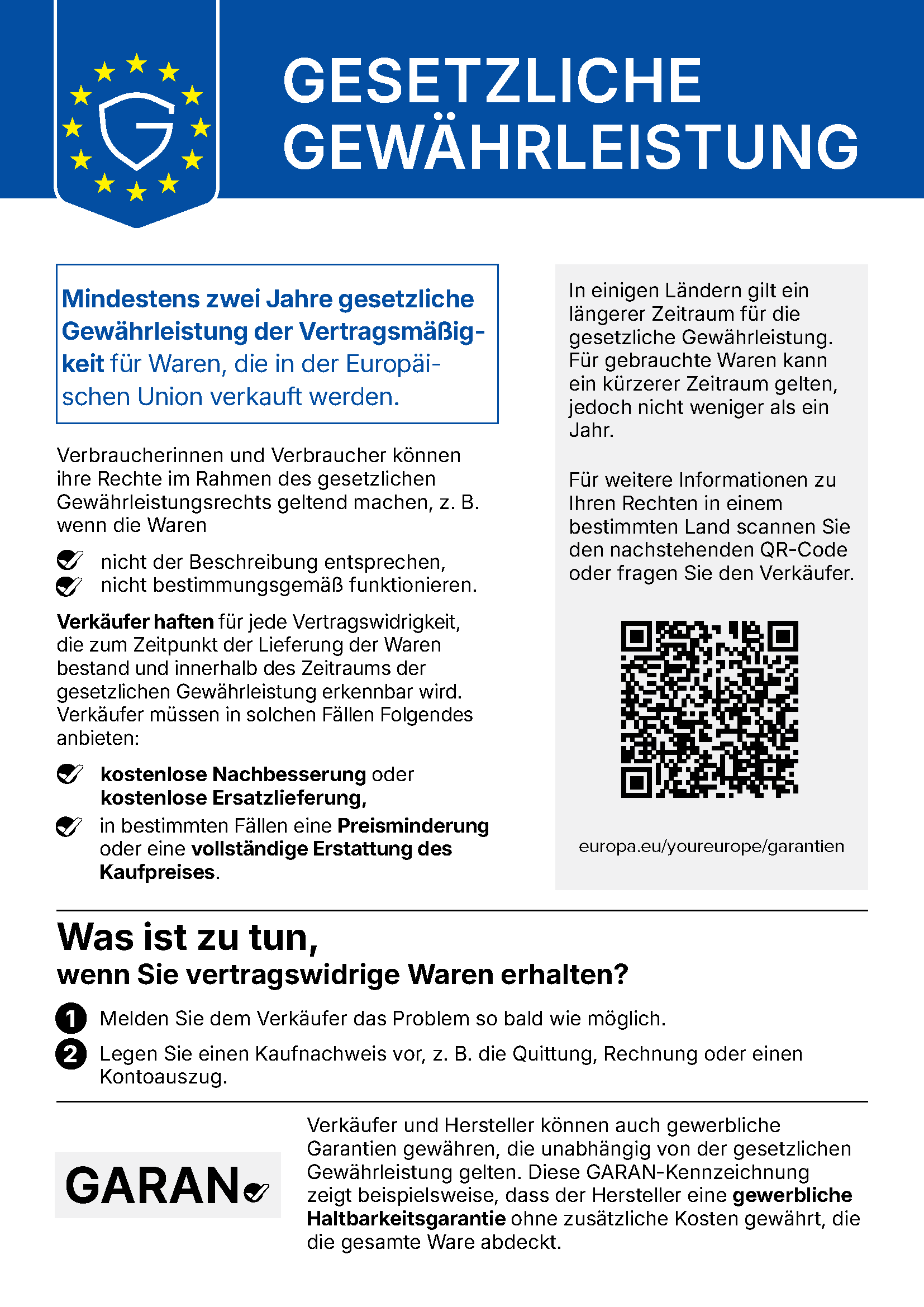 More about your legal guarantee rights