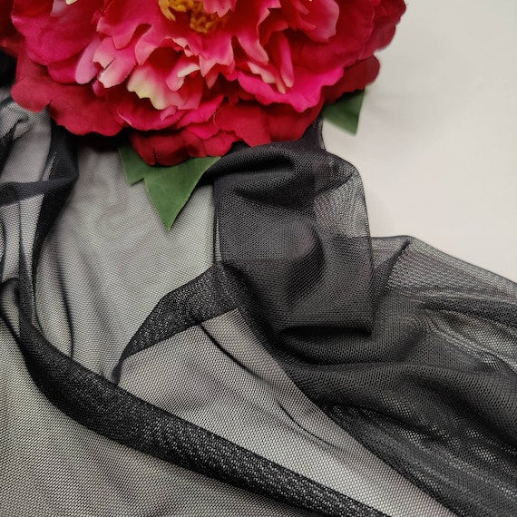 Tulle elastic, stretch net/stretch mesh, elastic net for sewing bra and panties black, dark red, burgundy, plum IDpwx8