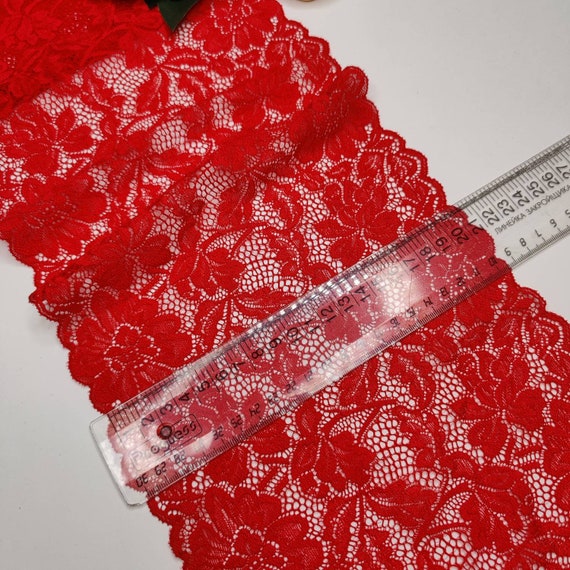 elastische Spitze in rot floral