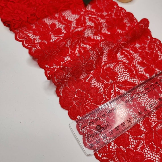 elastische Spitze in rot floral