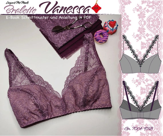 Naaiset voor bralette Vanessa / naaipakket in lila/roze IDvx21