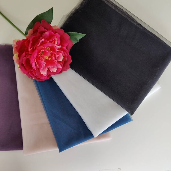 Bra lining tulle, fabric in powder pink, off-white, petrol, black, purple / Bra tulle IDfmx14