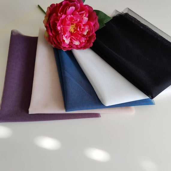 Bra lining tulle, fabric in powder pink, off-white, petrol, black, purple / Bra tulle IDfmx14