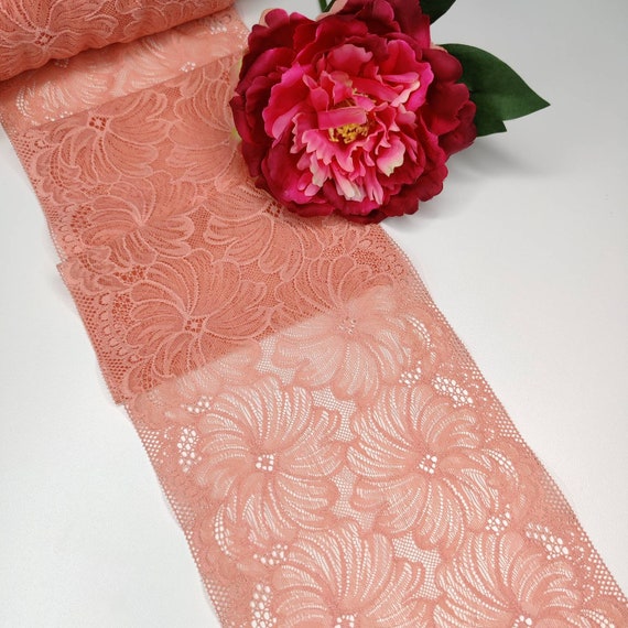 elastische Spitze in coral floral