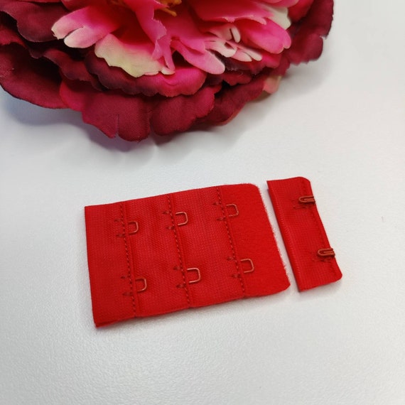 BH-Verschluss 2 x 3 in rot, Beere, Coral / bra  hook&eye red IDheyex17