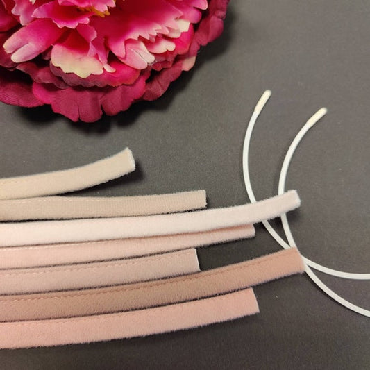 Underwire tape, tunnel tape for bra straps and rods in 7 colors pink, underwire casing petal pink, peach blush IDchx16
