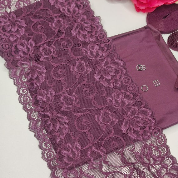 Bra + Panties DIY Sewing Kit / Creative Sewing Kit with Lace and Microfiber, Plum IDnsx1