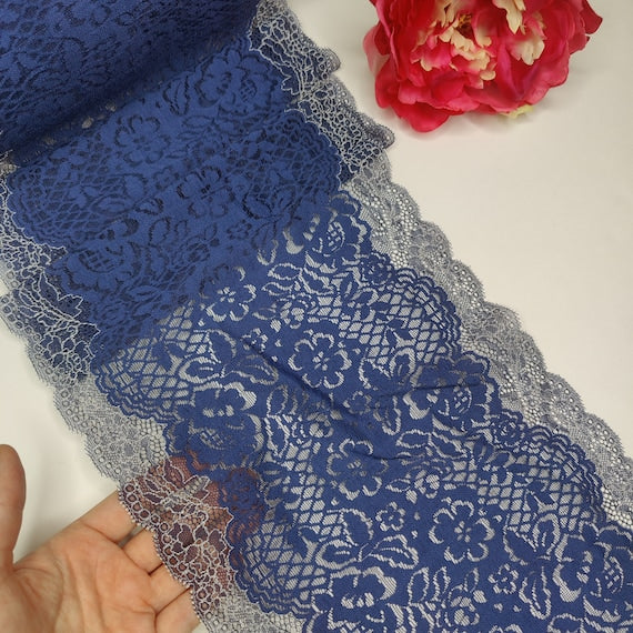 elastic <tc>lace</tc> blue white, price per 1/2 meter IDsx4