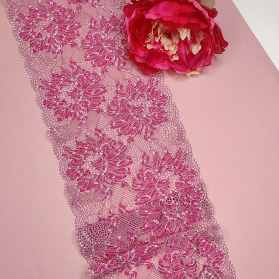 elastic <tc>lace</tc> in pink flamingo, price per 1/2 meter IDsx4