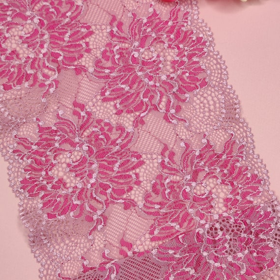 élastique <tc>Dentelle</tc> en flamant rose, prix au 1/2 mètre IDsx4