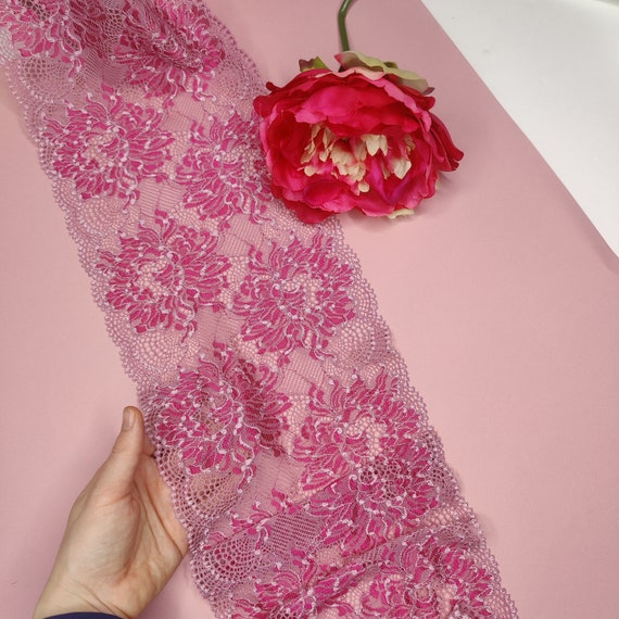 elastic <tc>lace</tc> in pink flamingo, price per 1/2 meter IDsx4