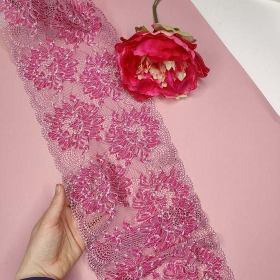 elastische Spitze in pink flamingo, Preis per 1/2 Meter IDsx4