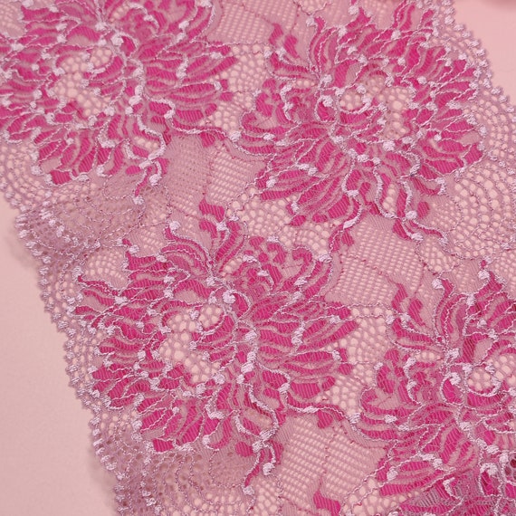 elastic <tc>lace</tc> in pink flamingo, price per 1/2 meter IDsx4