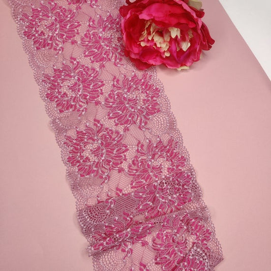 elastic <tc>lace</tc> in pink flamingo, price per 1/2 meter IDsx4